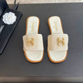 CHANEL Logo Mule Sandal 10mm White Lambskin 610370