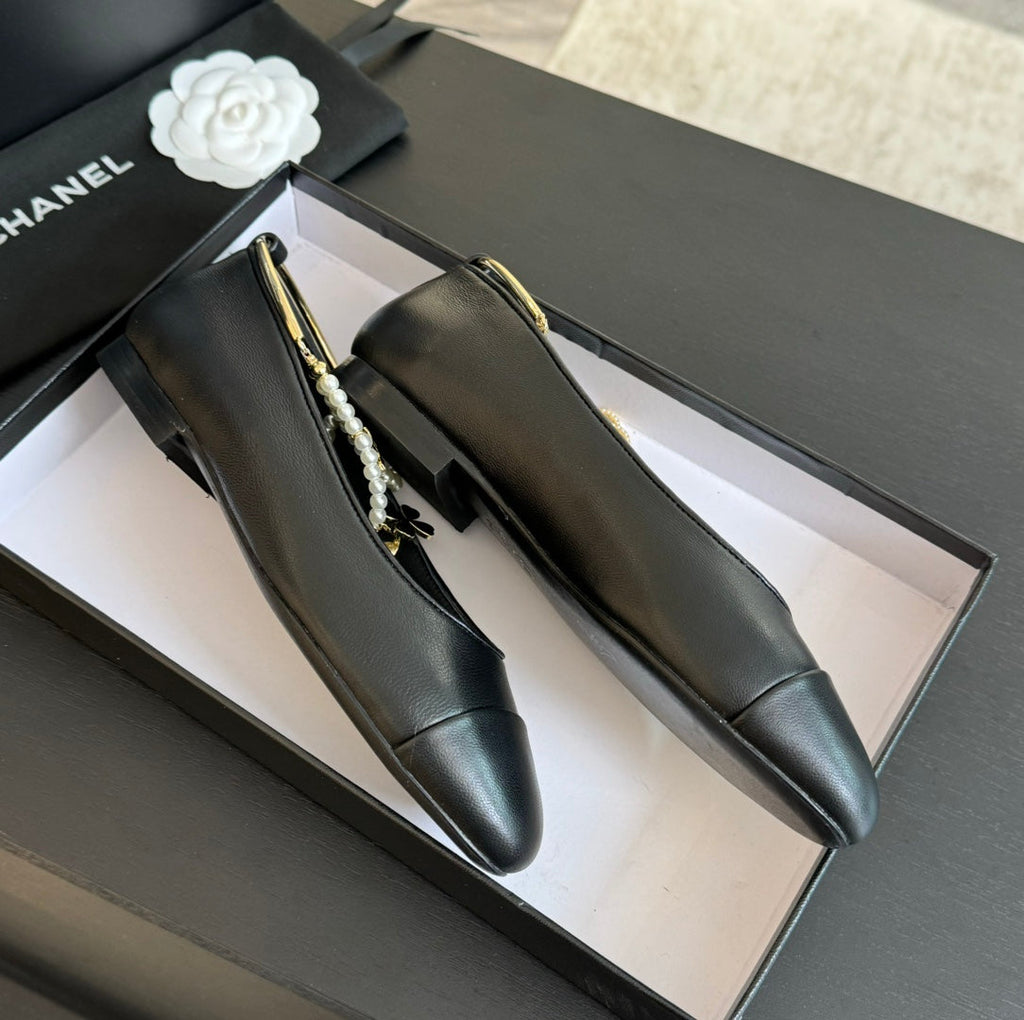 CHANEL Double Strap Chunky Heel Mary Jane Shoes Black