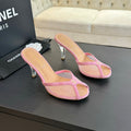 CHANEL Double C High Heel Rose Pink Lambskin