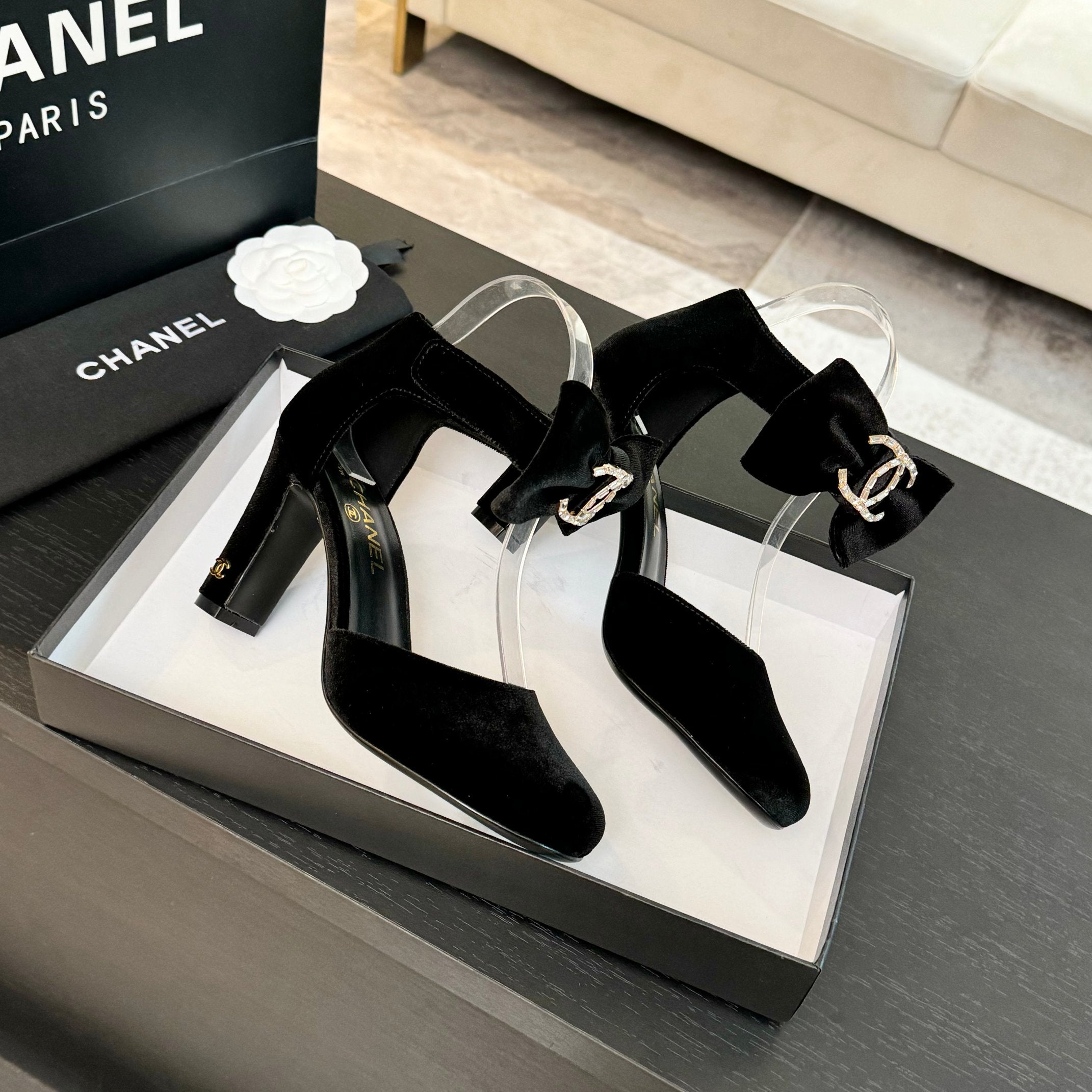 CHANEL HIGH MARRY JANE IN BLACK VELVET