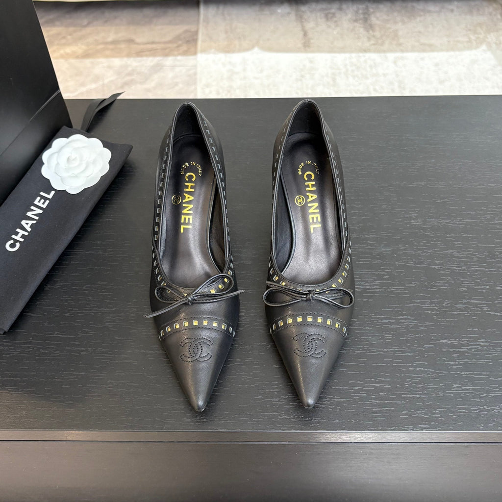 CHANEL HIGH HEEL PUMP 65 MM IN BLACK LAMBSKIN