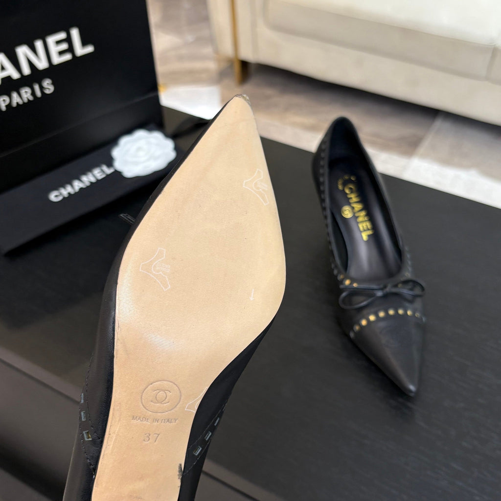 CHANEL HIGH HEEL PUMP 65 MM IN BLACK LAMBSKIN