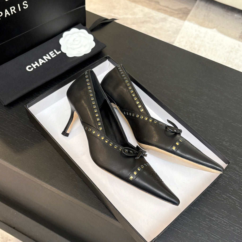 CHANEL HIGH HEEL PUMP 65 MM IN BLACK LAMBSKIN