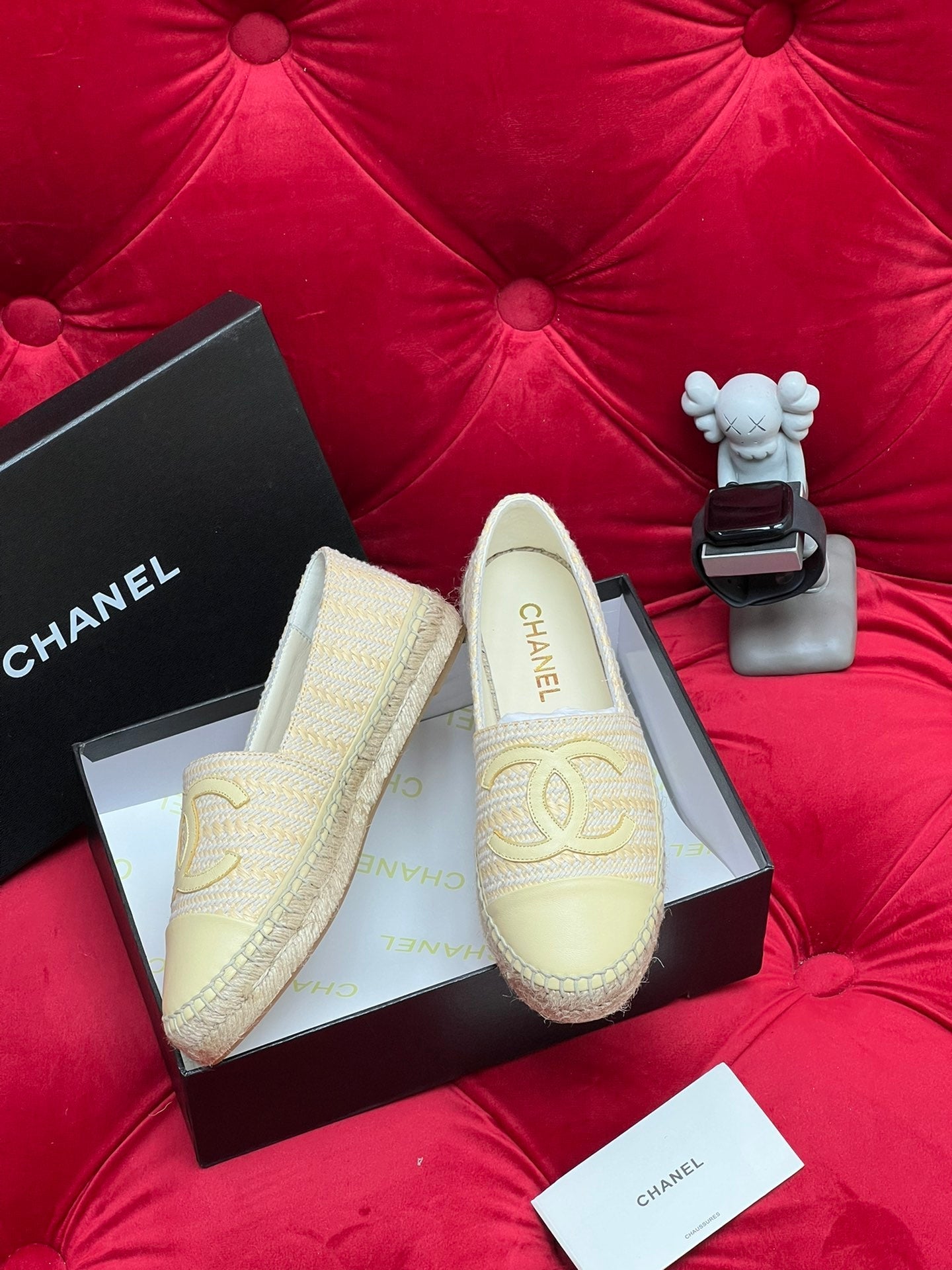 CHANEL WOVEN LOAFERS IN DARK CREAM FABRIC