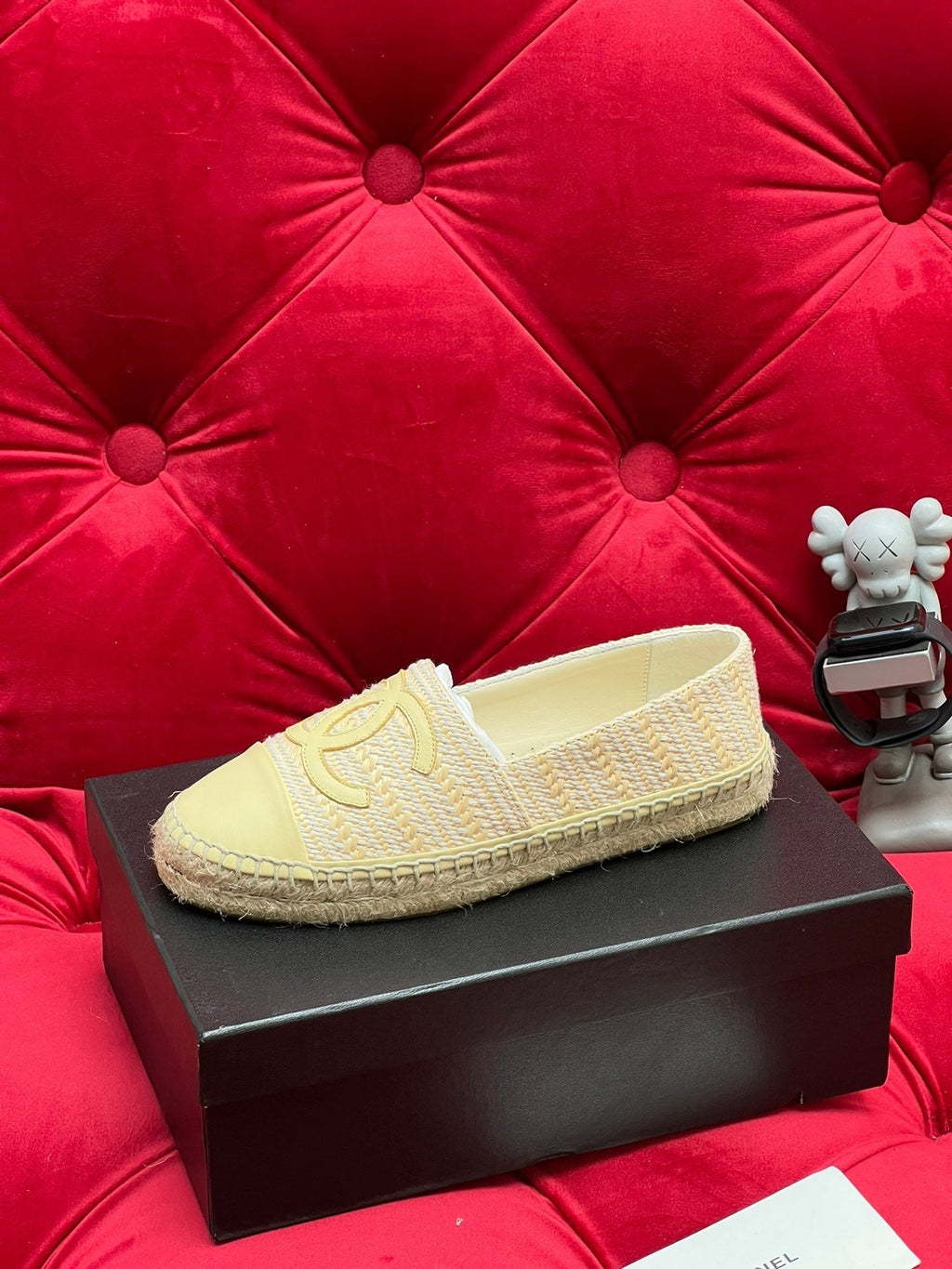 CHANEL WOVEN LOAFERS IN DARK CREAM FABRIC