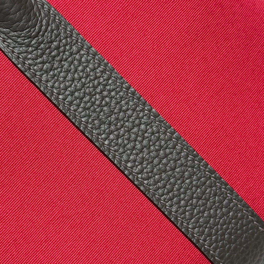 HERMES GARDEN PARTY 30CM IN RED TOILETS COTTON CANVAS AND DARK BROWN CALFSKIN PINK ON SIDE OTHER