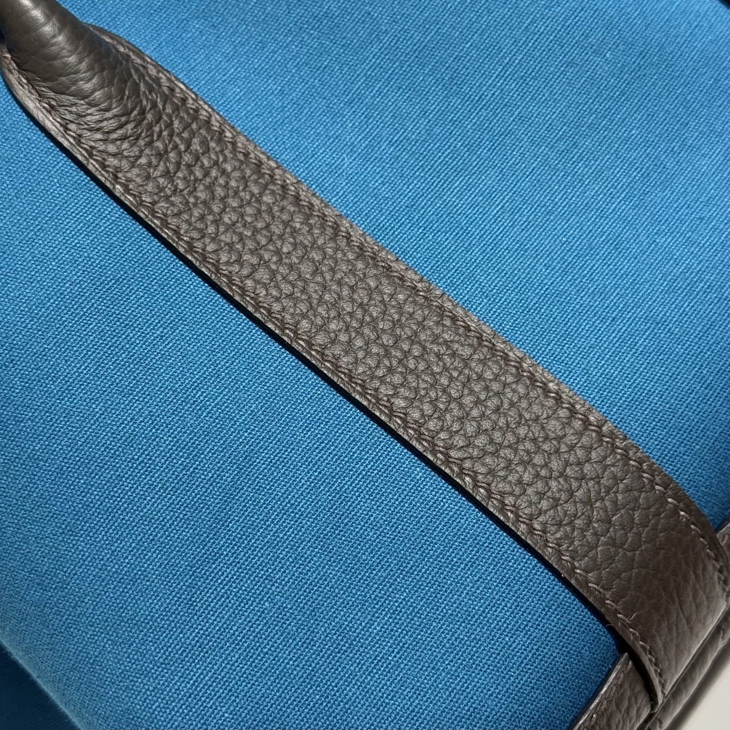 HERMES GARDEN PARTY 30CM IN BLUE TOILETS COTTON CANVAS AND BLACK CALFSKIN