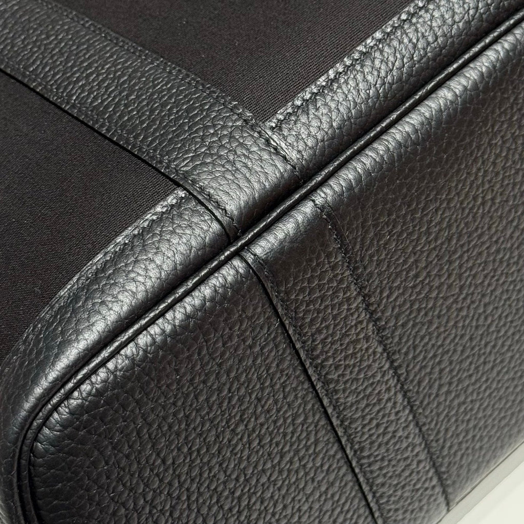 HERMES GARDEN PARTY 30CM IN BLACK TOILETS COTTON CANVAS AND CALFSKIN