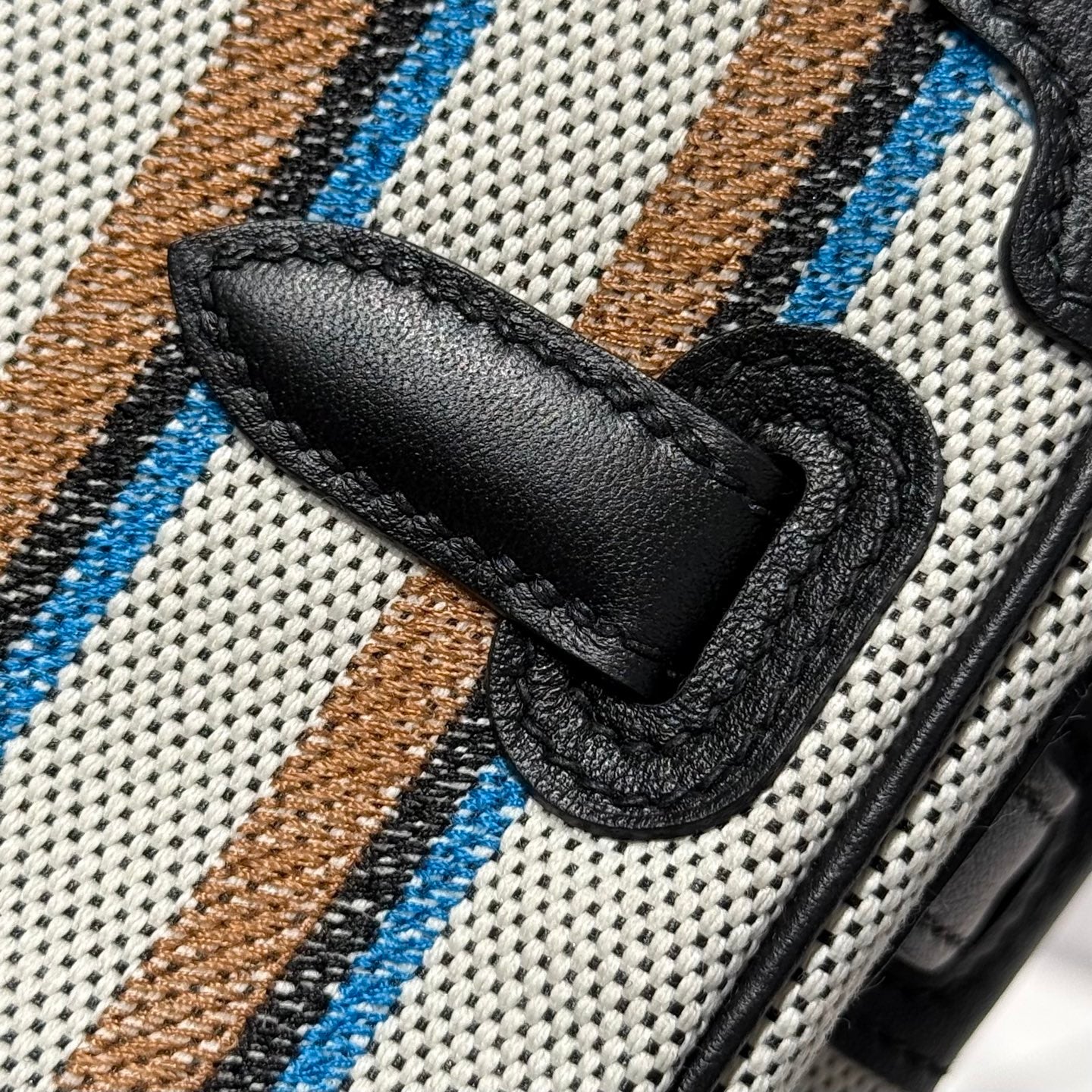 HERMES BIRKIN SHOULDER 29 IN BLACK CALFSKIN ÉCRU/NOIR/FAUVE/NOIR/BLEU ZANZIBAR EMBROIDERY CANVAS