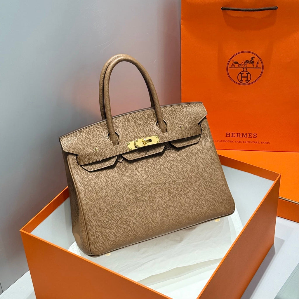 HERMES 25S  BIRKIN 30 IN DARK BROWN CALFSKIN GOLD HARDWARE