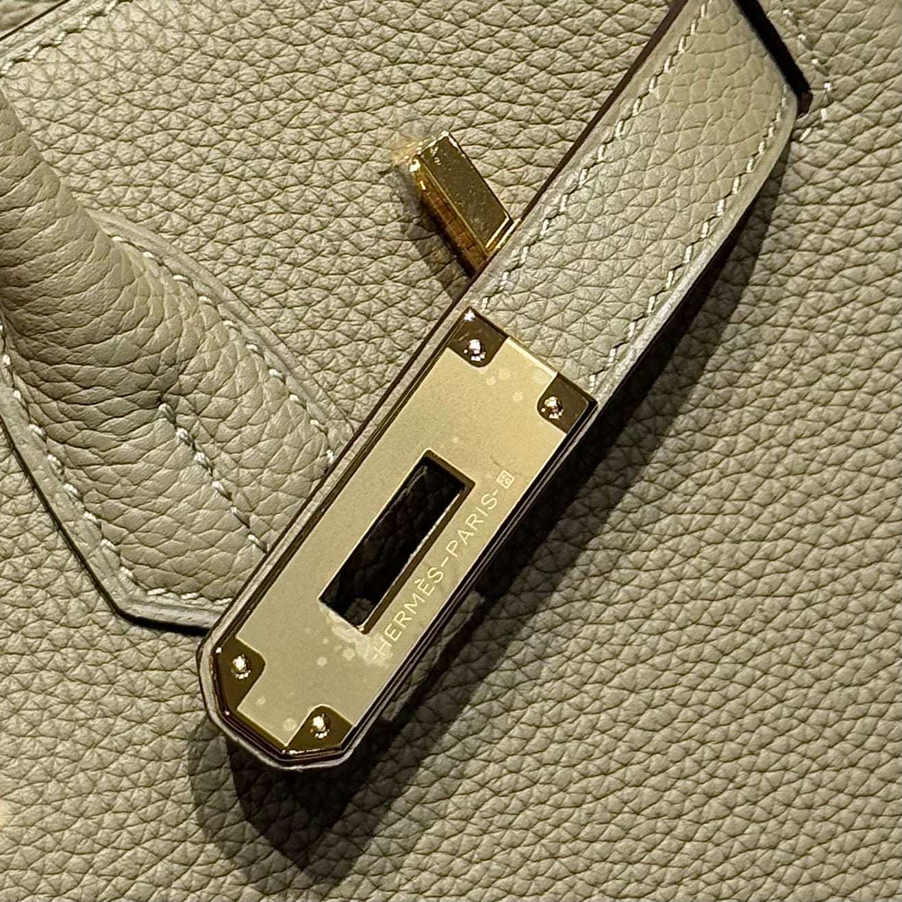 HERMES 25S  BIRKIN 30 IN CROMWELL GRAY CALFSKIN GOLD HARDWARE