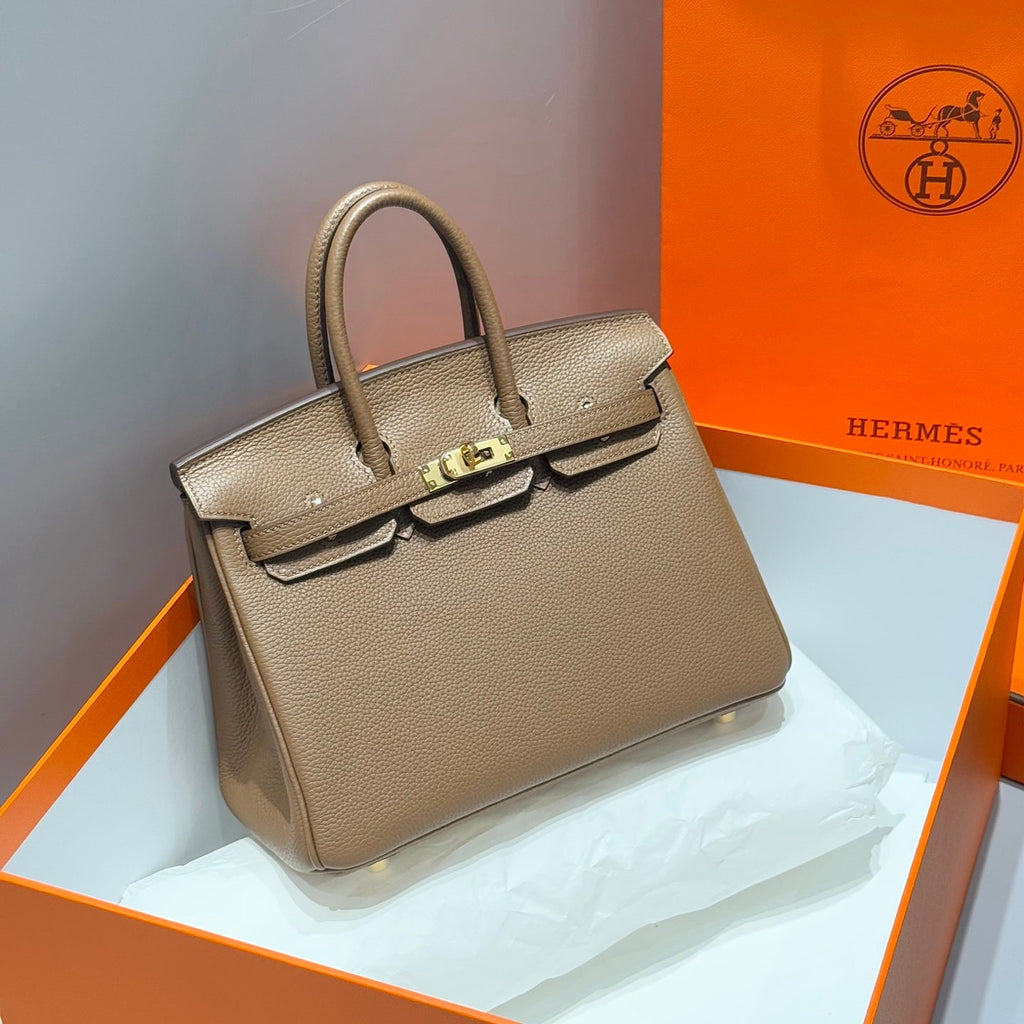 HERMES 25S  BIRKIN 25 IN DARK BROWN CALFSKIN GOLD HARDWARE