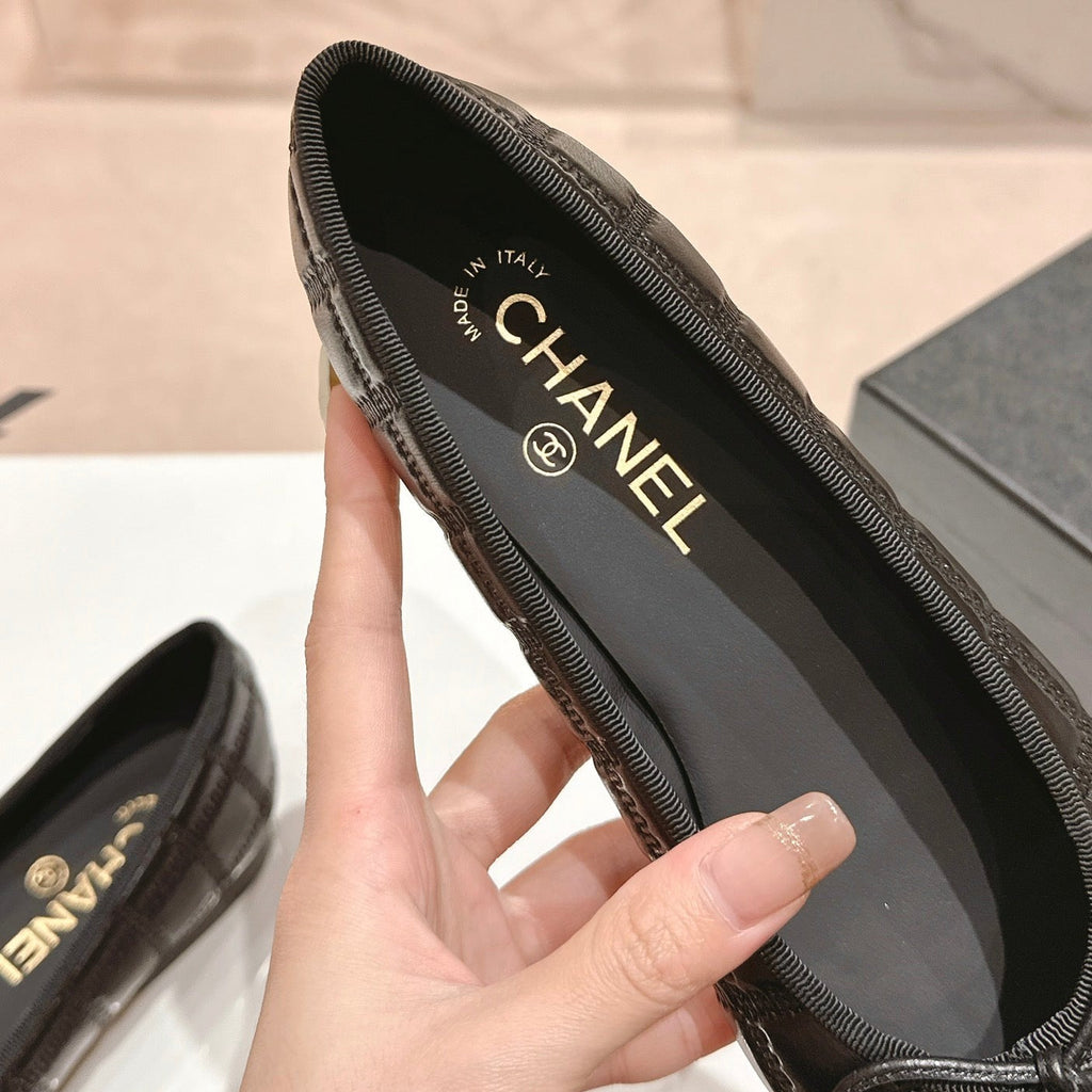 CHANEL Double C New Ballet Flats Black Lambskin