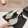 CHANEL Double C New Camellia High Heel White/Black caro