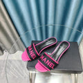 CHANEL MULE SANDAL 45 BLACK PINK FABRIC EMBROIDERY