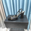 CHANEL HIGH SLINGBACKS IN BLACK LAMBSKIN