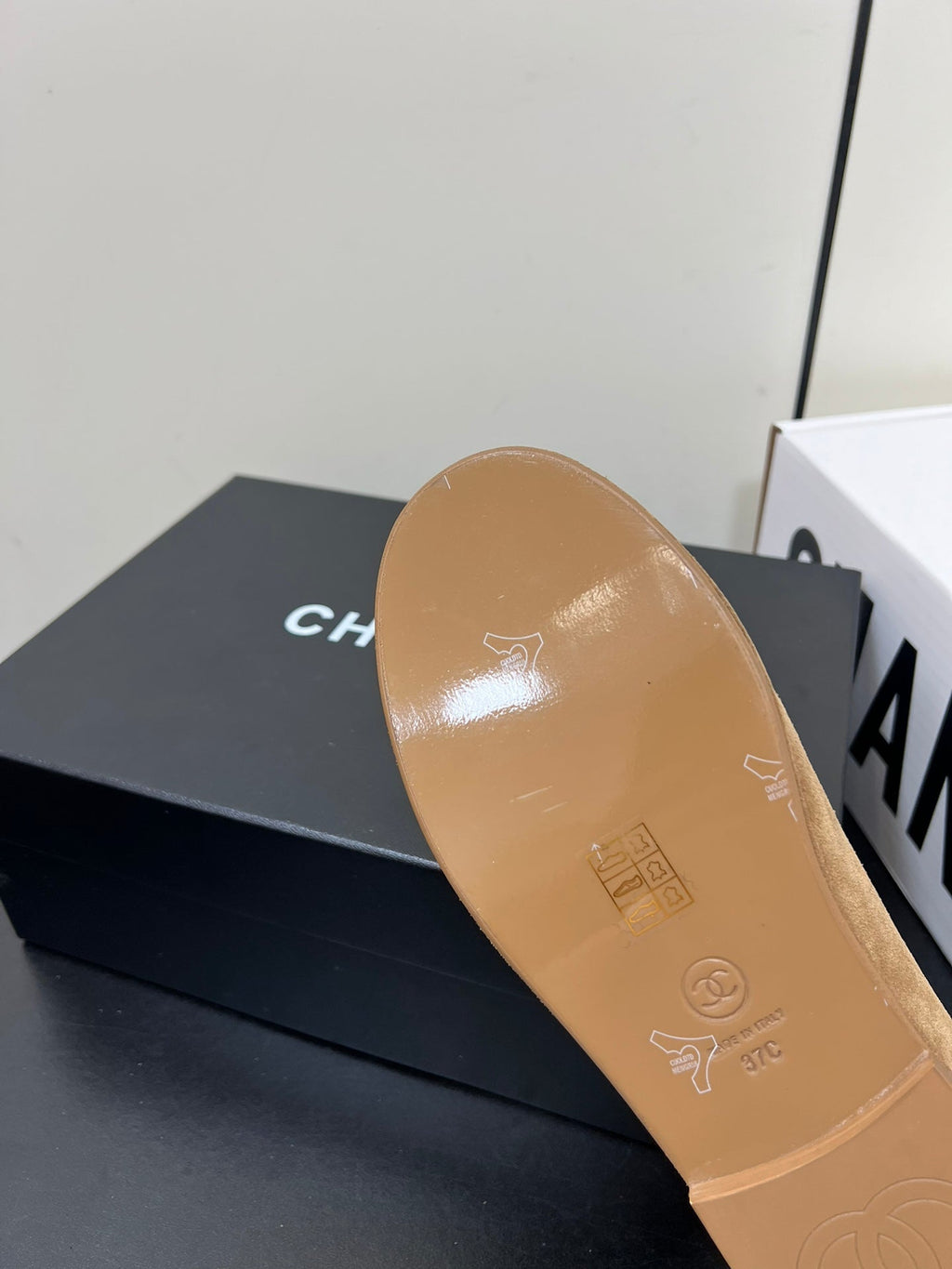 CHANEL LOAFER IN SEPIA TAN SUEDE AND SOLF FLEECE LINING