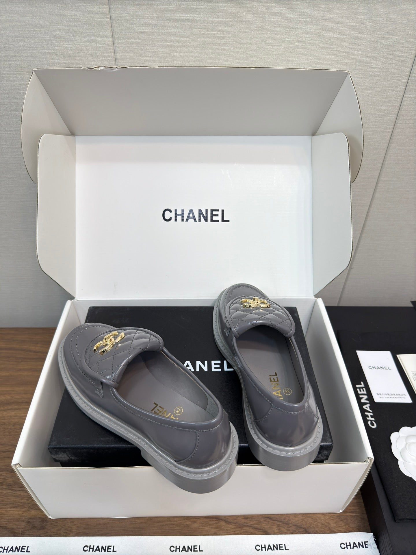 CHANEL MOASIN 2.5 CM IN MOUSE GRAY PREMIUM LAMBSKIN