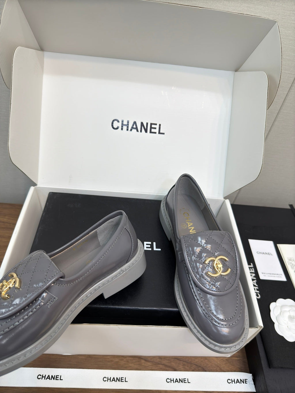 CHANEL MOASIN 2.5 CM IN MOUSE GRAY PREMIUM LAMBSKIN