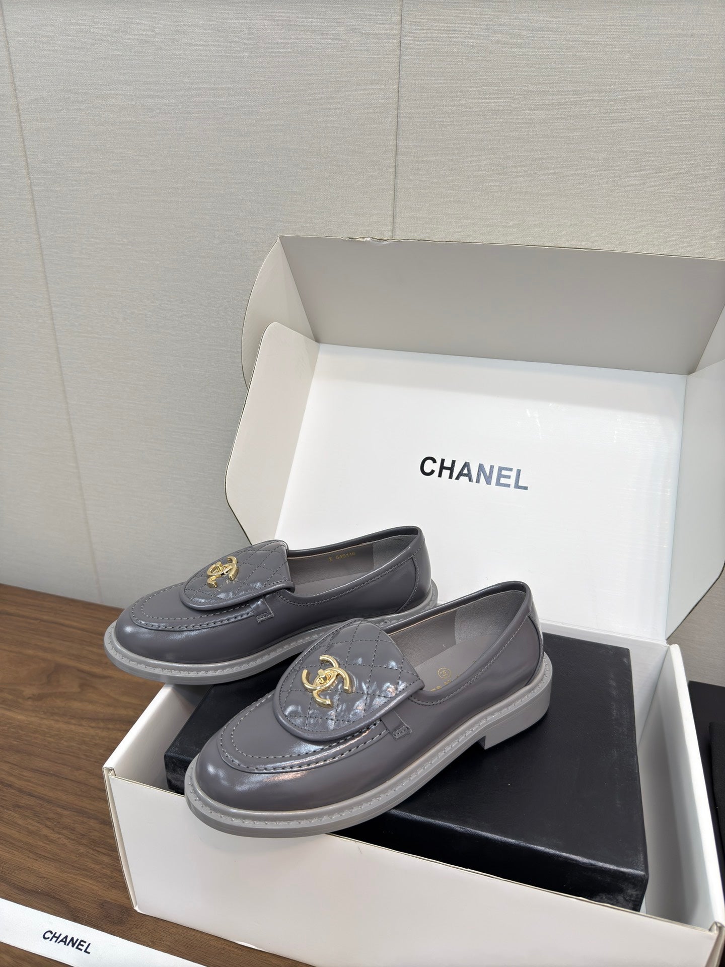 CHANEL MOASIN 2.5 CM IN MOUSE GRAY PREMIUM LAMBSKIN