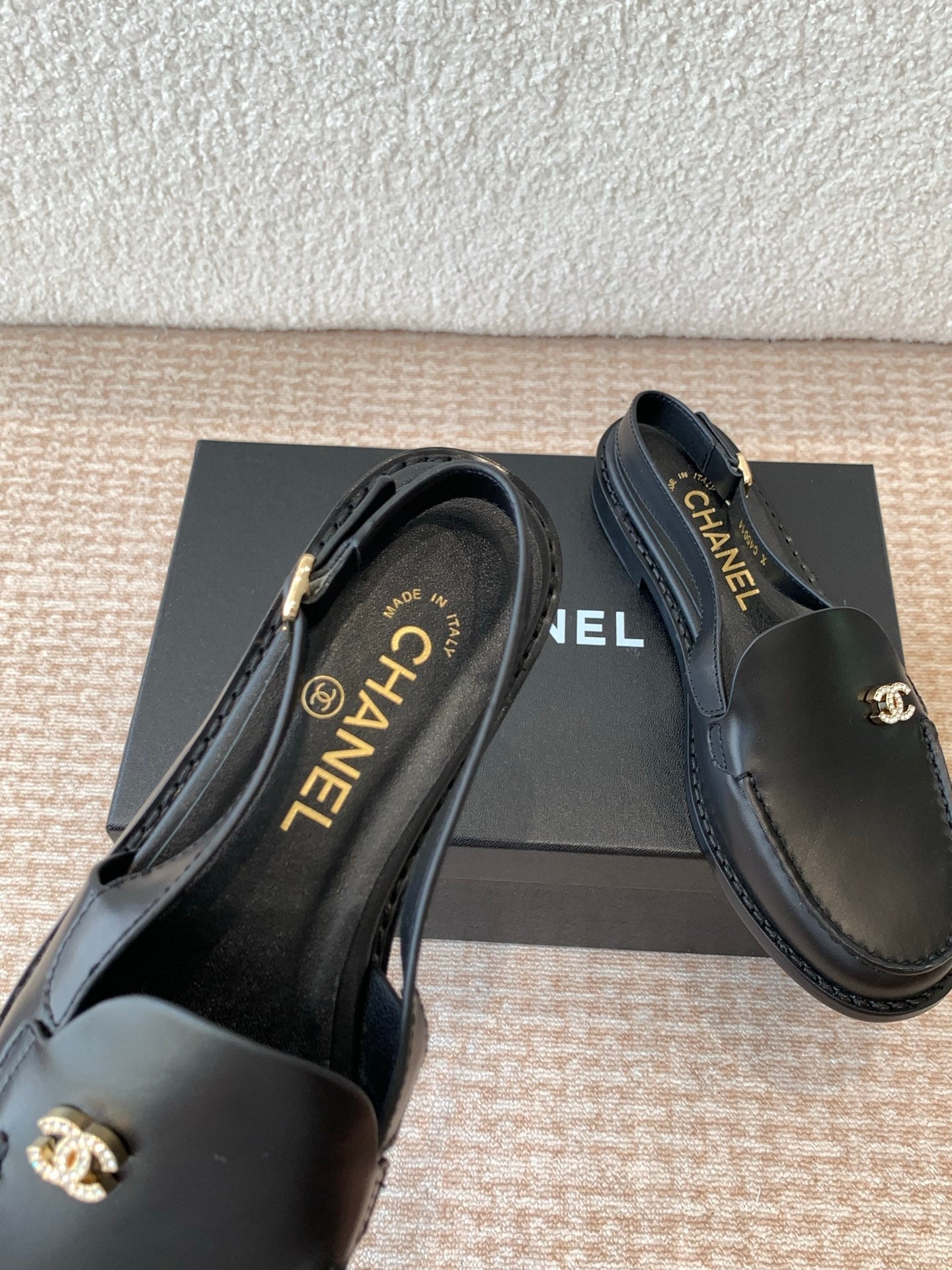 CHANEL MOASIN SLINGBACK IN BLACK CALFSKIN