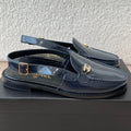 CHANEL MOASIN SLINGBACK IN AEGEAN BLUE PATENT CALFSKIN