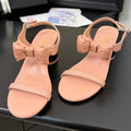 CHANEL MID HEEL 45 MM SANDALS IN PEACH PINK CALFSKIN