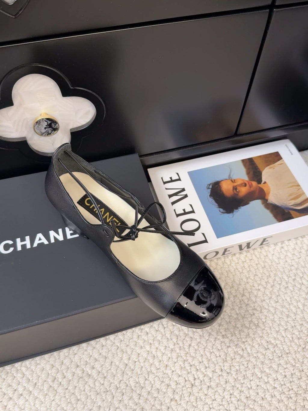 CHANEL MARY JANE PUMPS 55 MM IN BLACK LAMBSKIN