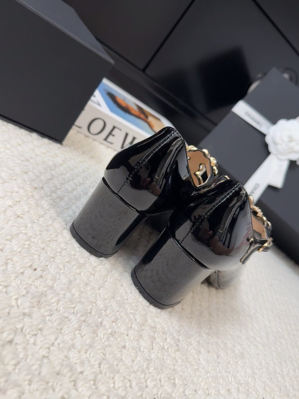 CHANEL MARY JANE SHOES IN BLACK PATENT CALFSKIN 55 MM