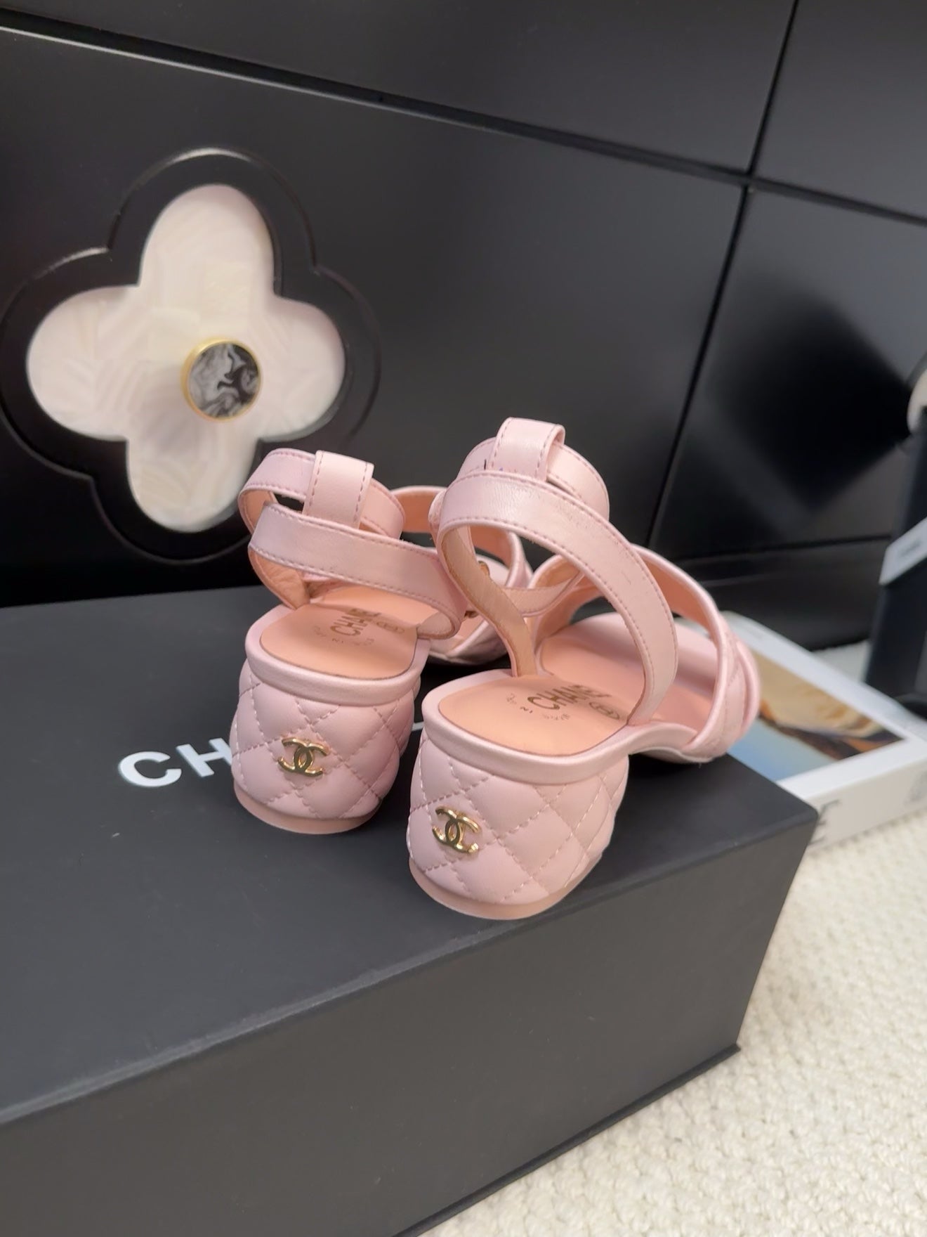 CHANEL 25C Sandal 45mm Open Heel Pink Lambskin 233489