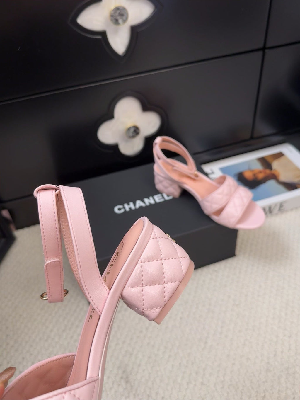 CHANEL 25C Sandal 45mm Open Heel Pink Lambskin 233489