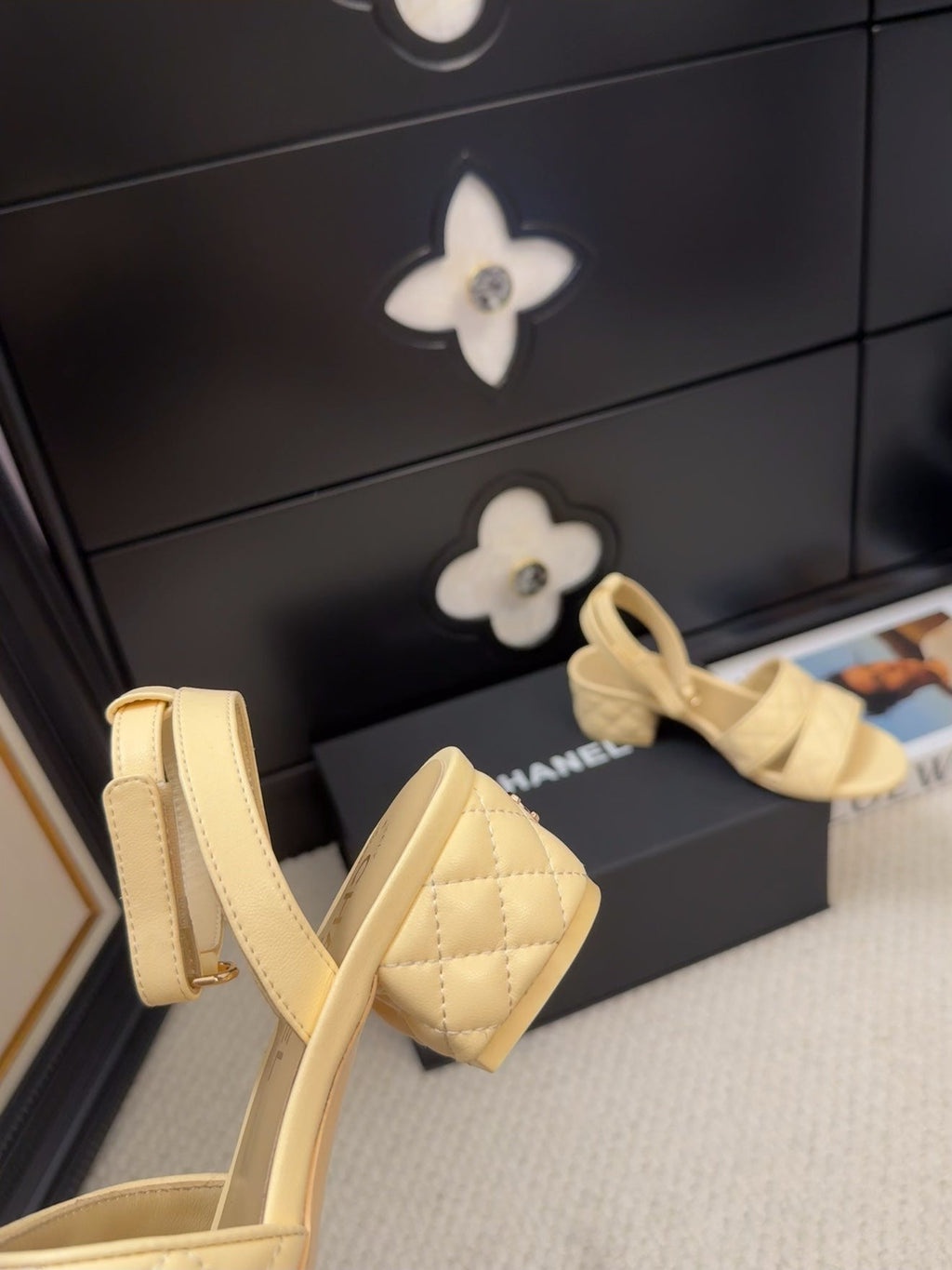 CHANEL 25C Sandal 45mm Open Heel Beige Lambskin 233490