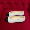 CHANEL ballet flat black white quilted lambskin