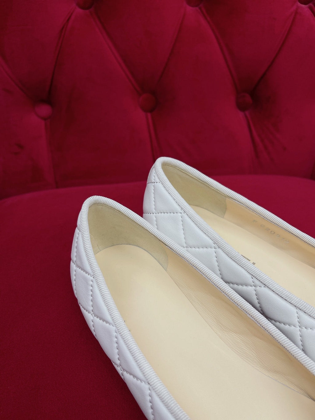 CHANEL ballet flat black white quilted lambskin