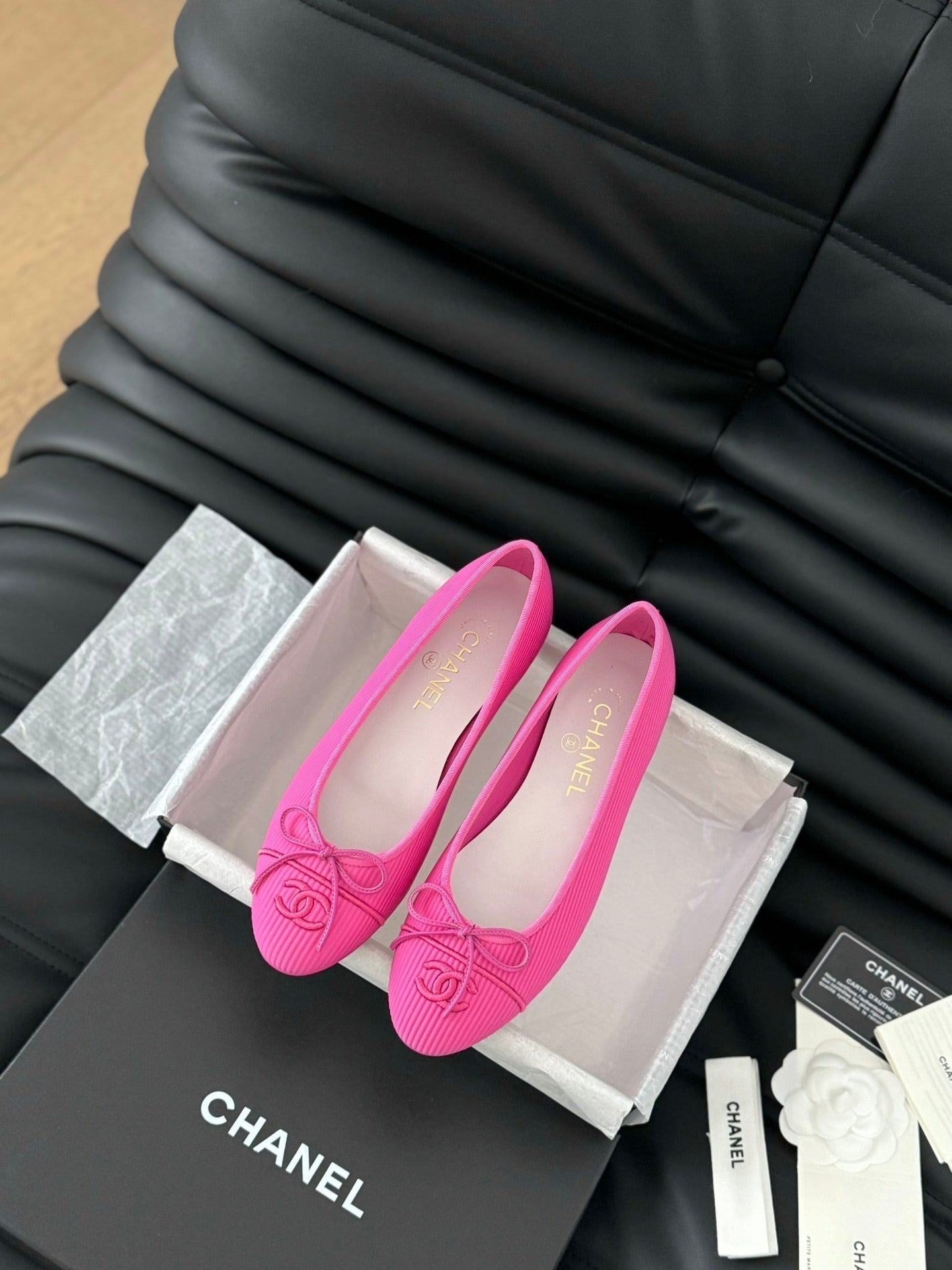 CHANEL CLASSIC BALLET FLATS BRIGHT PINK LAMBSKIN