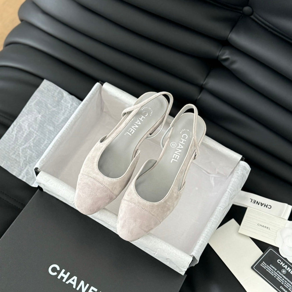CHANEL CLASSIC SLINGBACK GREY CLOUD SUEDE
