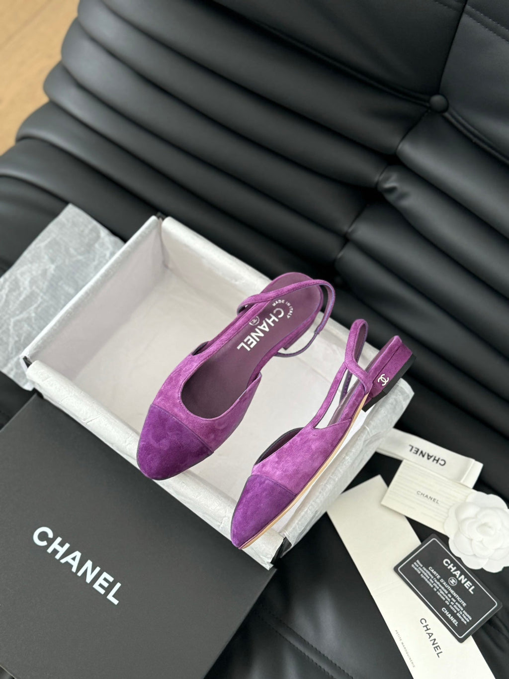 CHANEL CLASSIC SLINGBACK VIOLET PURPLE SUEDE