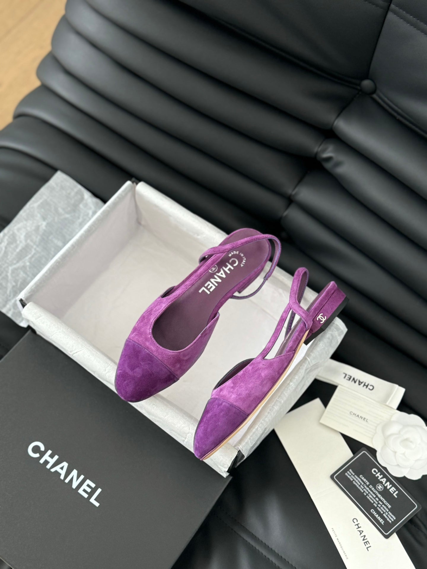 CHANEL CLASSIC SLINGBACK VIOLET PURPLE SUEDE
