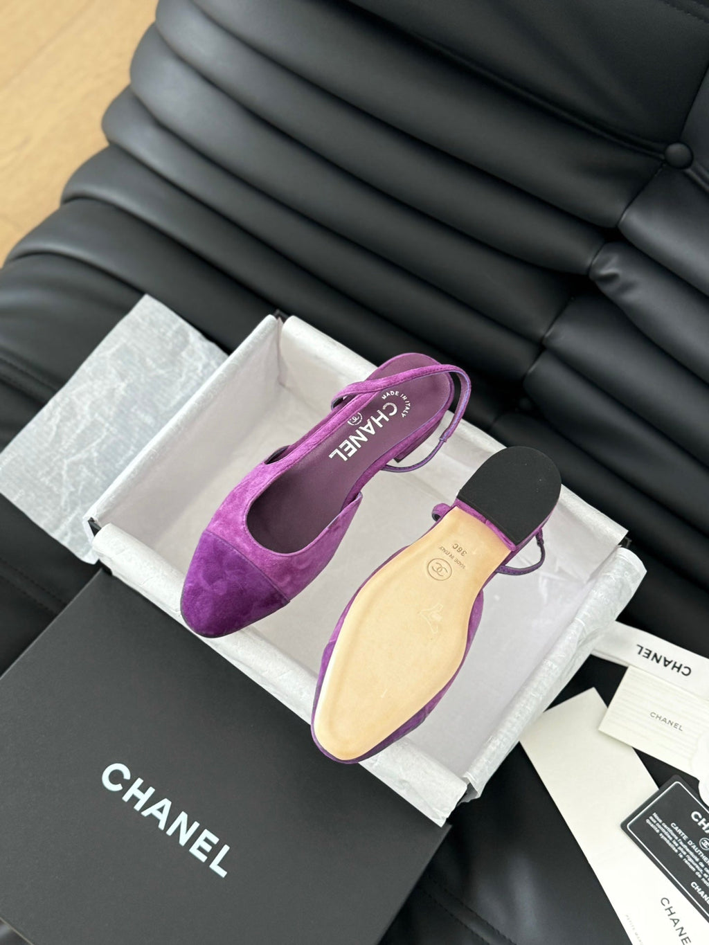 CHANEL CLASSIC SLINGBACK VIOLET PURPLE SUEDE