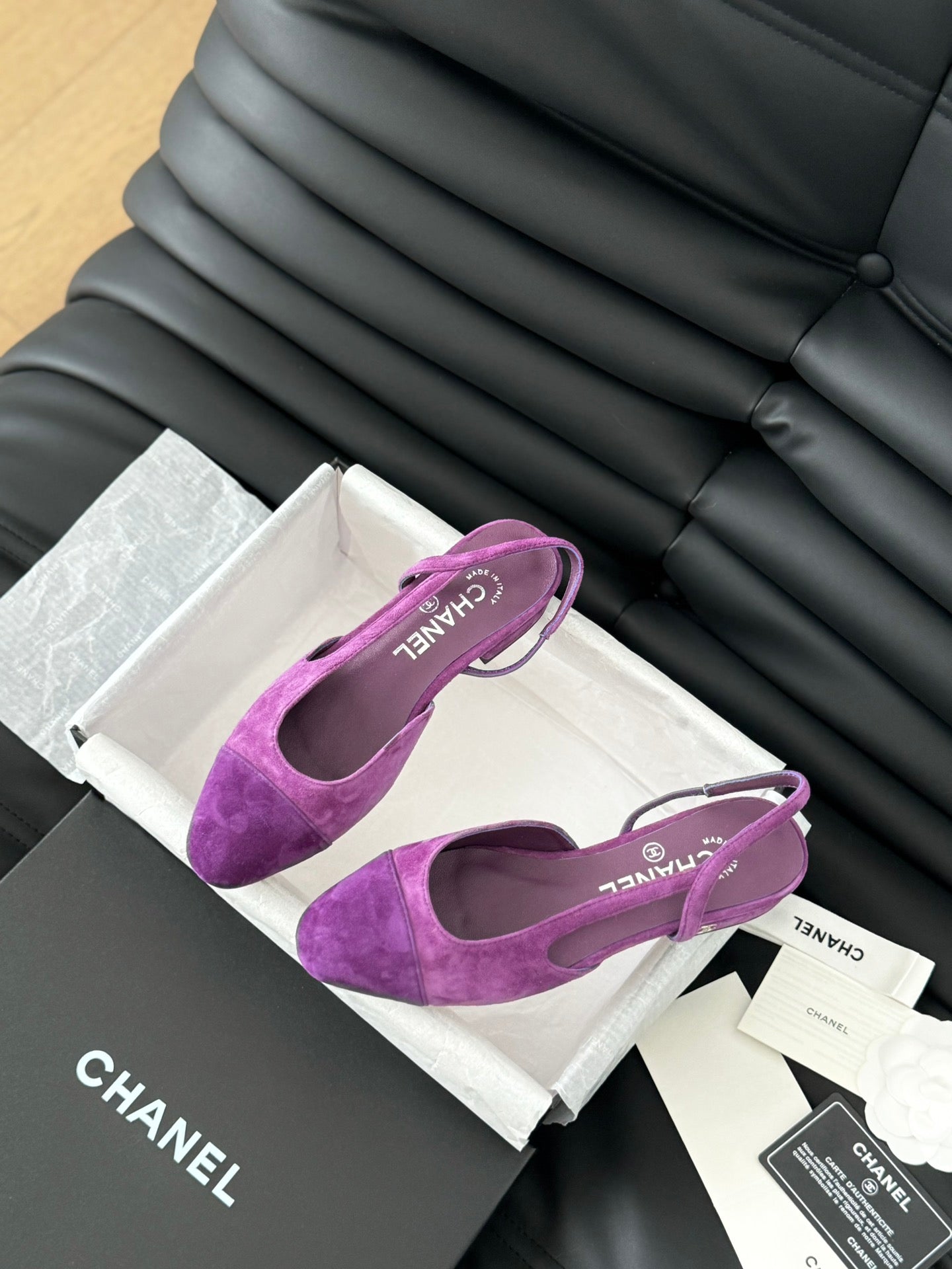 CHANEL CLASSIC SLINGBACK VIOLET PURPLE SUEDE