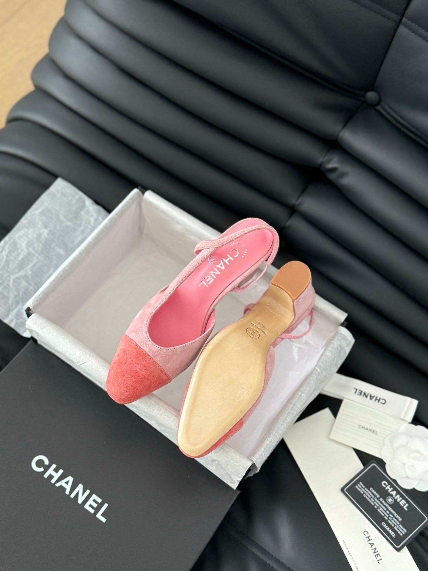 CHANEL CLASSIC HIGH SLINGBACK LIGHT PINK SUEDE