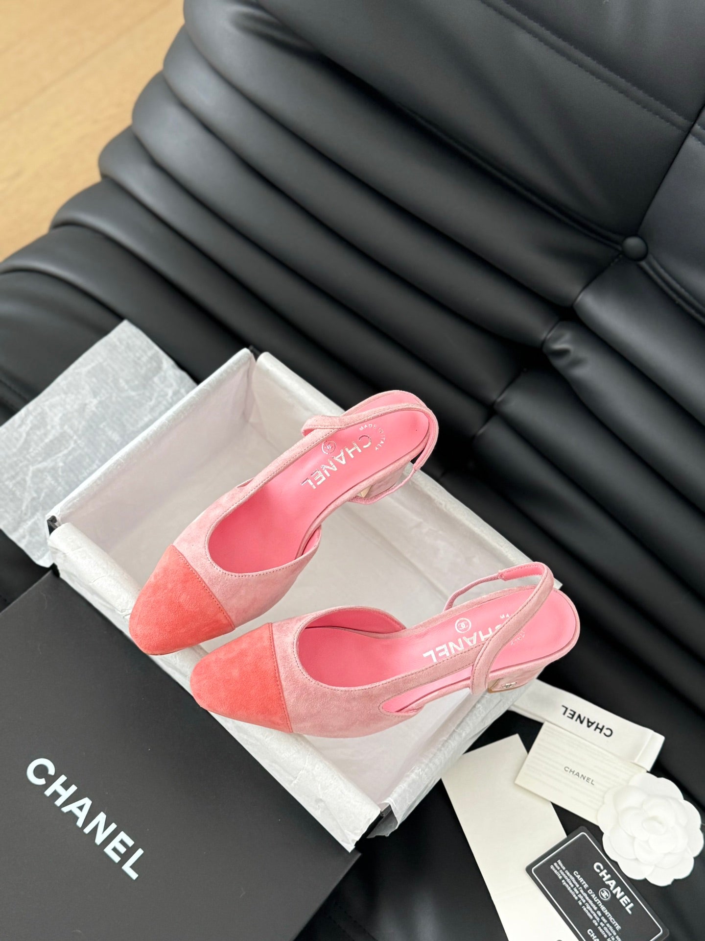 CHANEL CLASSIC HIGH SLINGBACK LIGHT PINK SUEDE