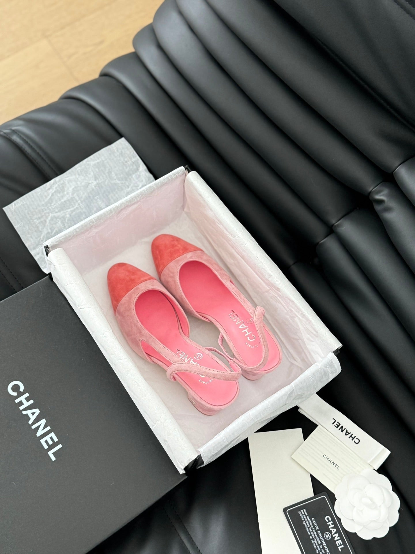 CHANEL CLASSIC HIGH SLINGBACK LIGHT PINK SUEDE