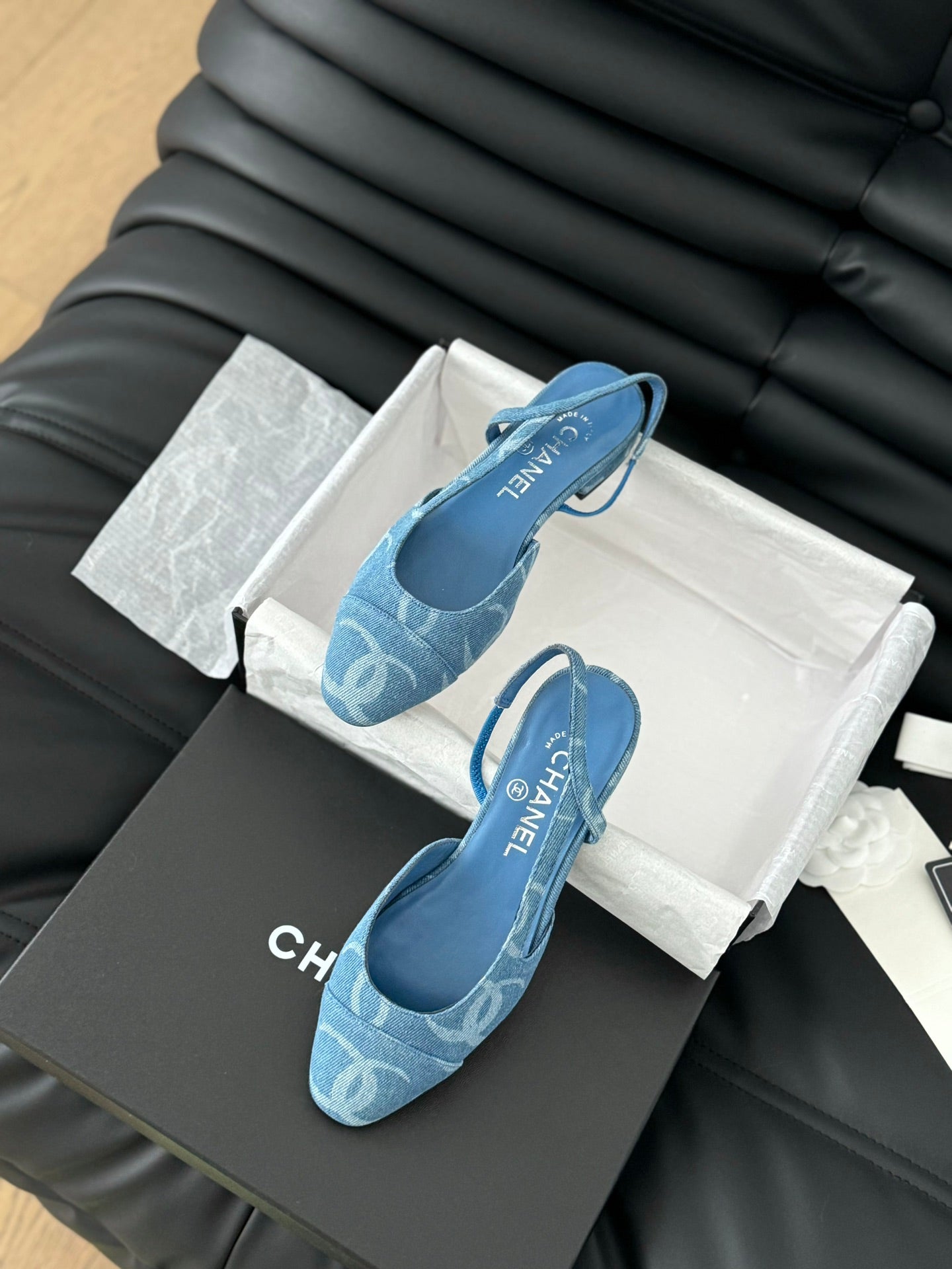 CHANEL CLASSIC SLINGBACK CERULEAN BLUE CALFSKIN