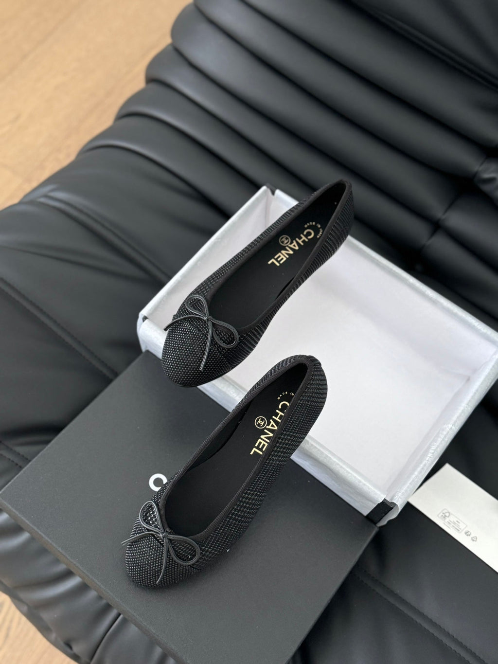 CHANEL CLASSIC BALLET FLATS BLACK LAMBSKIN