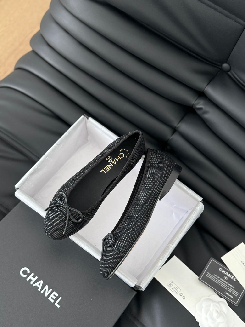 CHANEL CLASSIC BALLET FLATS BLACK LAMBSKIN