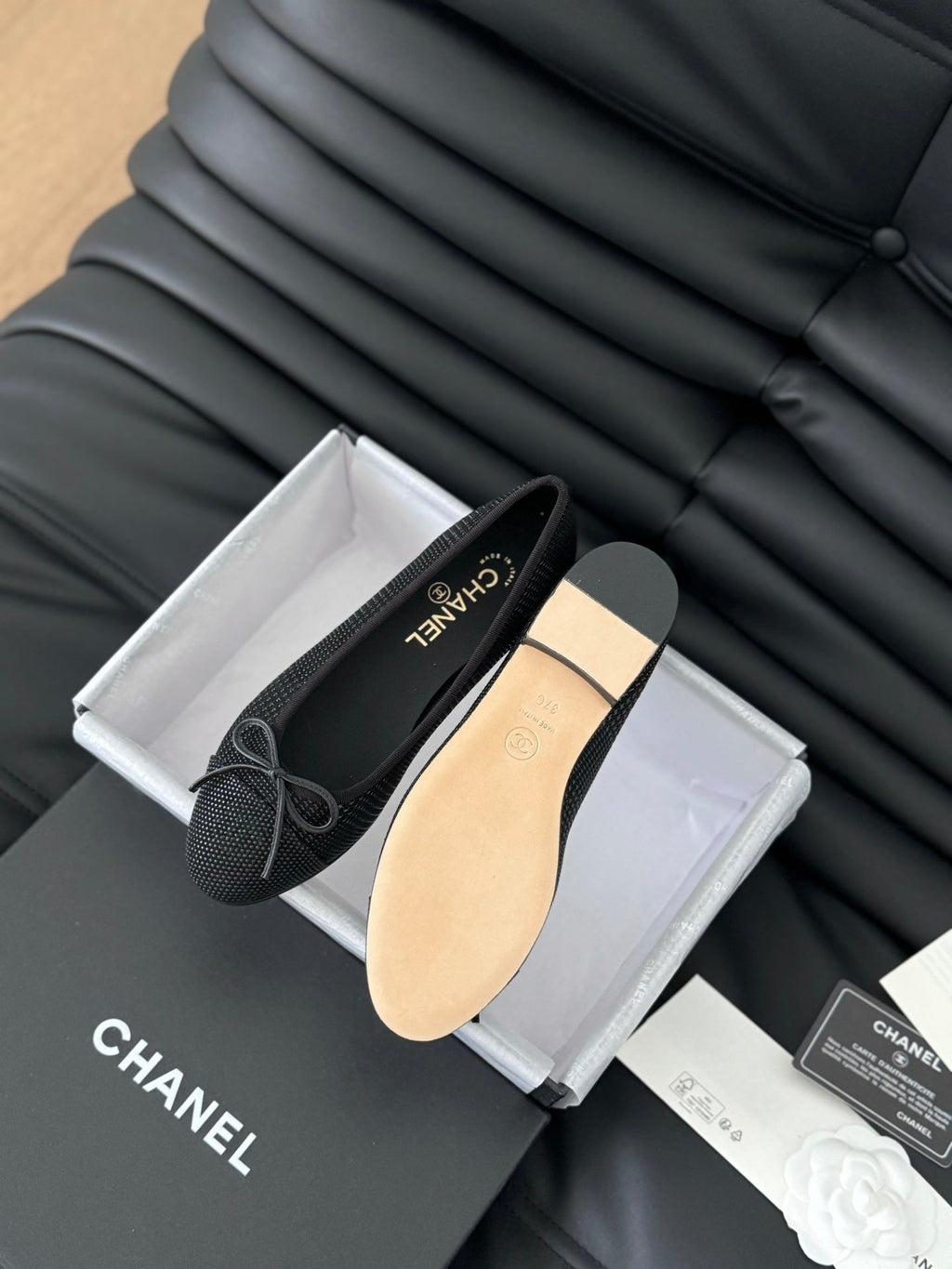 CHANEL CLASSIC BALLET FLATS BLACK LAMBSKIN