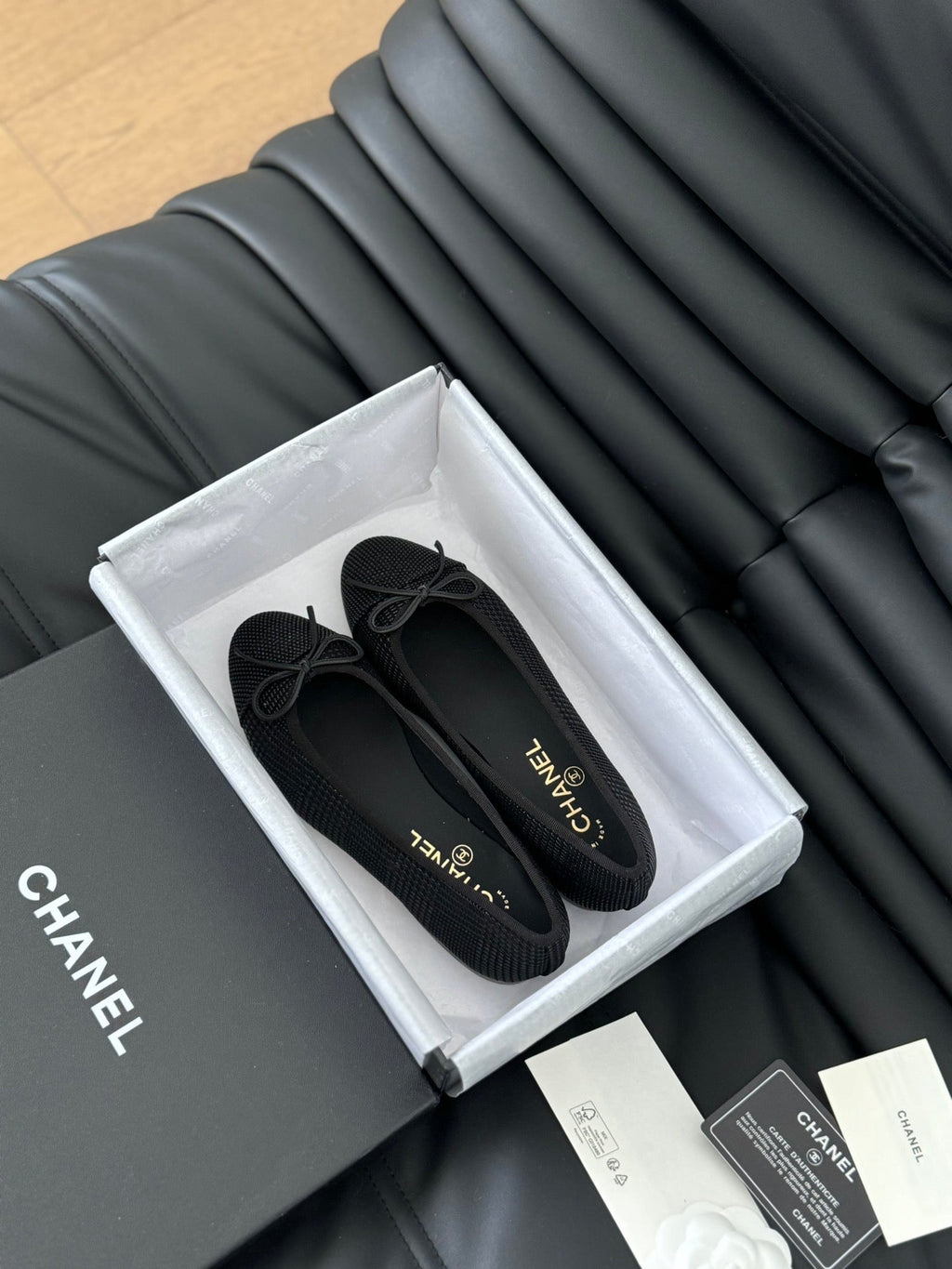 CHANEL CLASSIC BALLET FLATS BLACK LAMBSKIN