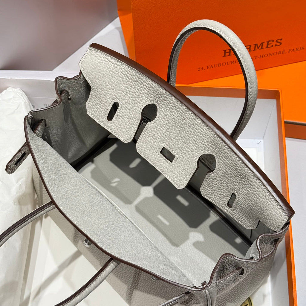 HERMES BIRKIN 25CM IN CREAM TOGO LEATHER SILVER HARDWARE
