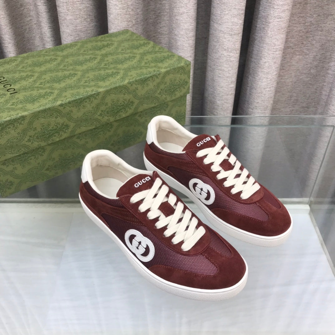 GUCCI INTERLOCKING G SNEAKER WINE SUEDE